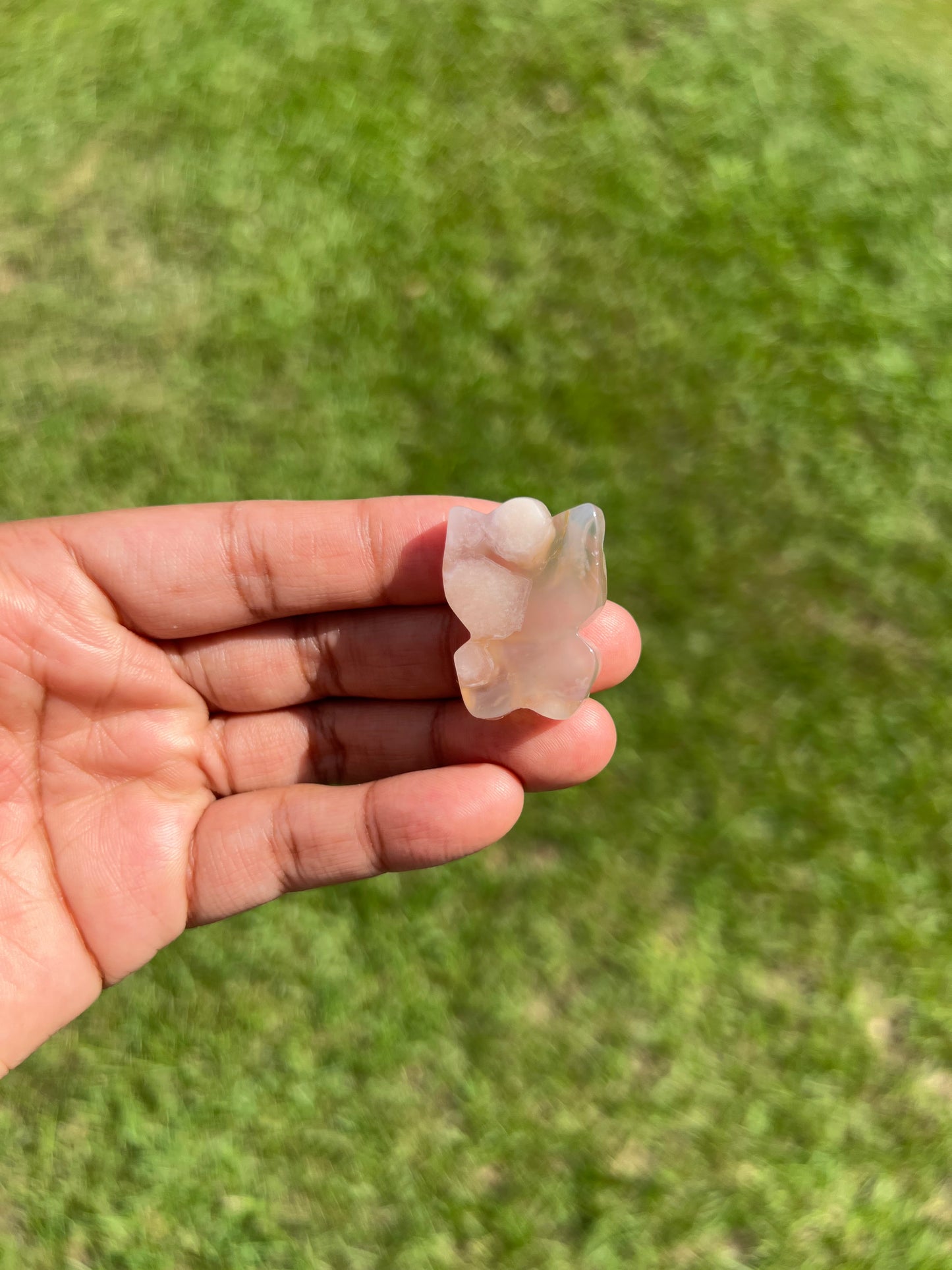Mini Flower Agate Hello Kitty Carving