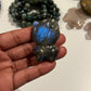 Medium Labradorite Blue Flash Hello Kitty Carving